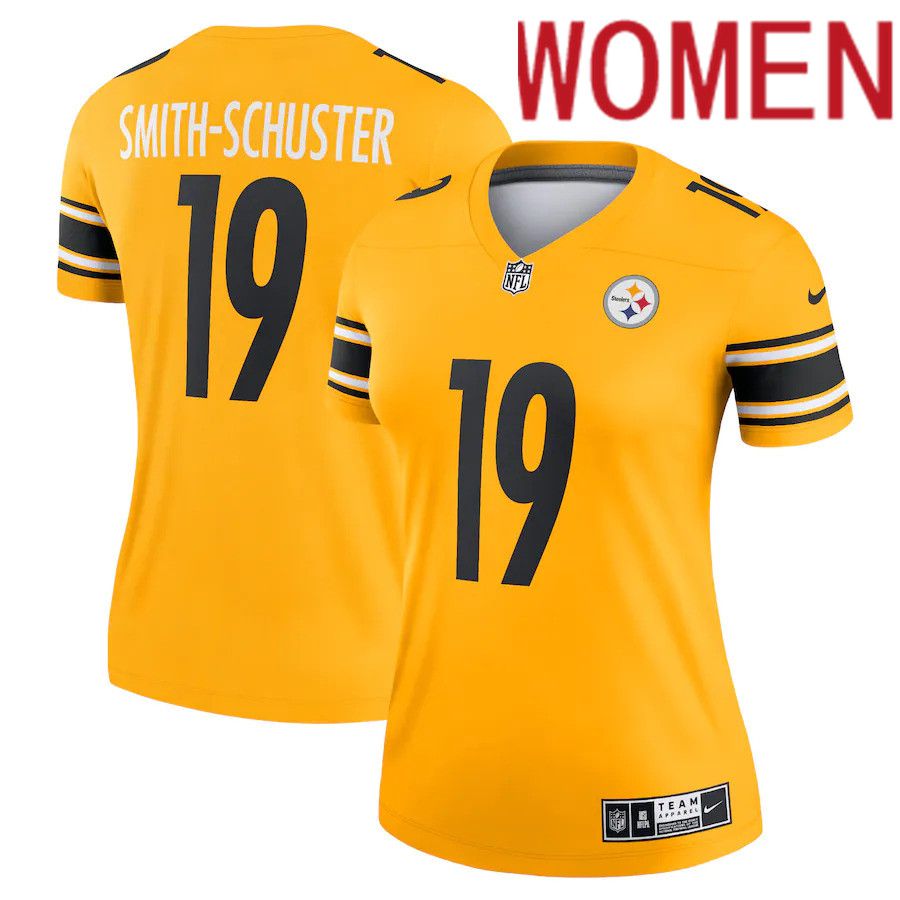 Women Pittsburgh Steelers #19 JuJu Smith-Schuster Nike Gold Inverted Legend NFL Jersey